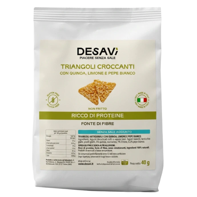 Triangoli corccanti con quinoa, limone e pepe bianco Triangoli corccanti con quinoa, limone e pepe bianco
